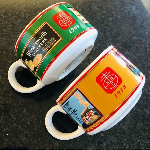 Vintage Ceramic Cracker Advertisement Soup Bowl Cups Set - Picture 1 of 6